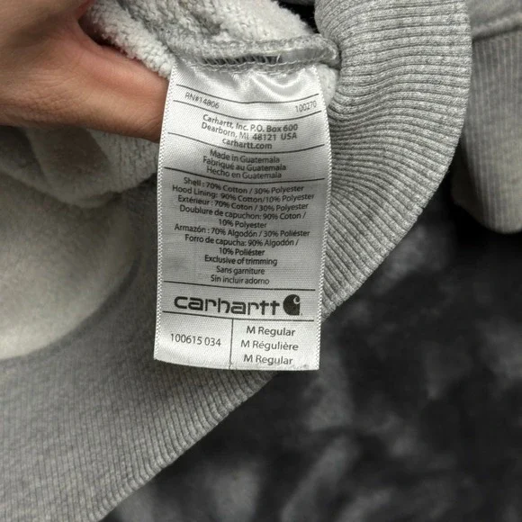 Carhartt Hoodie Mens Medium Gray Original Fit Midweight K121 Sweatshirt - Picture 8 of 8
